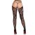 Rose Lace Crotchless Tights with Open Back - Black O/S