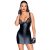 Powerwetlook mini-dress with lace chest and 2-way zipper - L